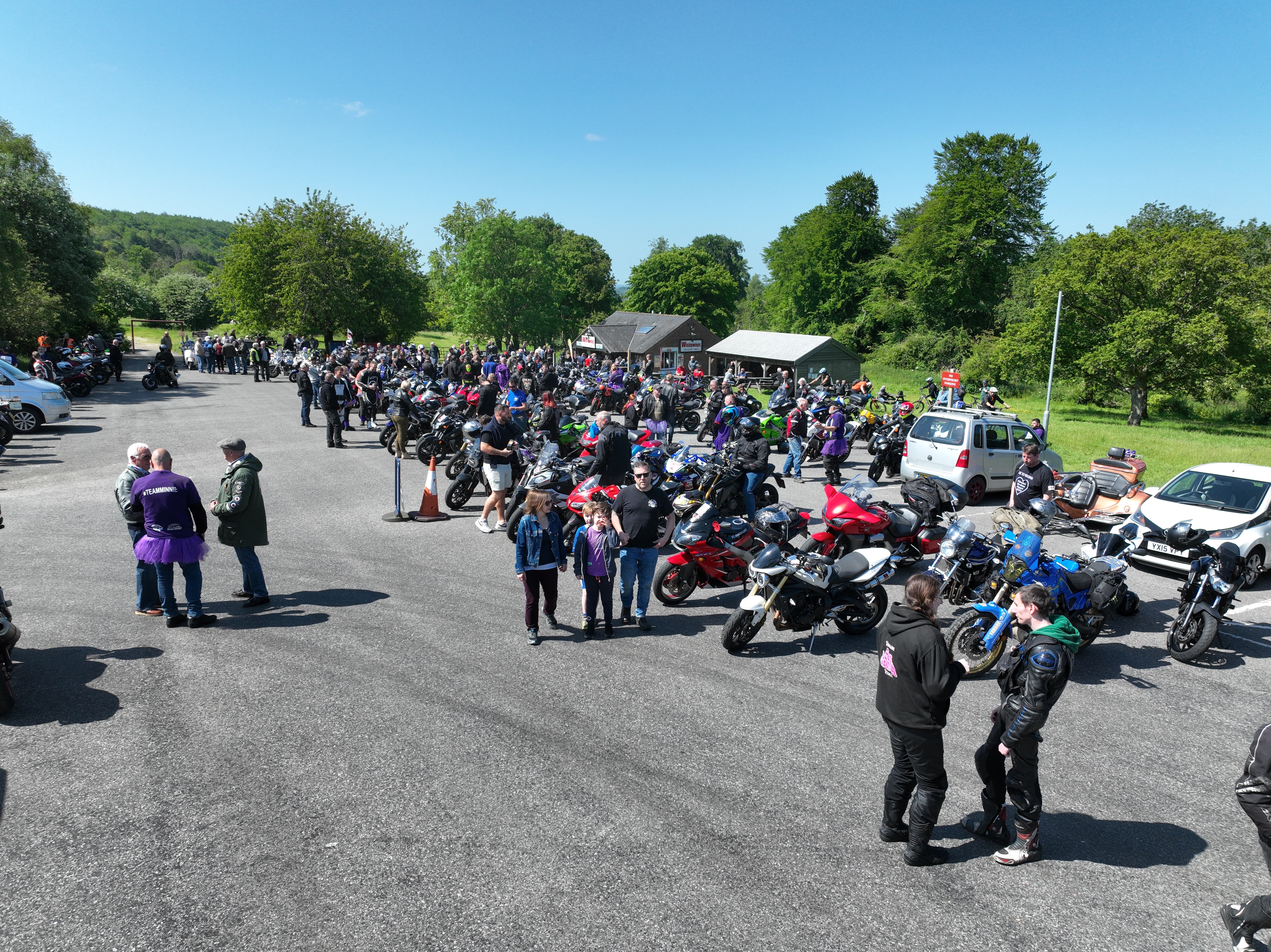 Biker Pack Assembly at Whiteways Cafe Ground View